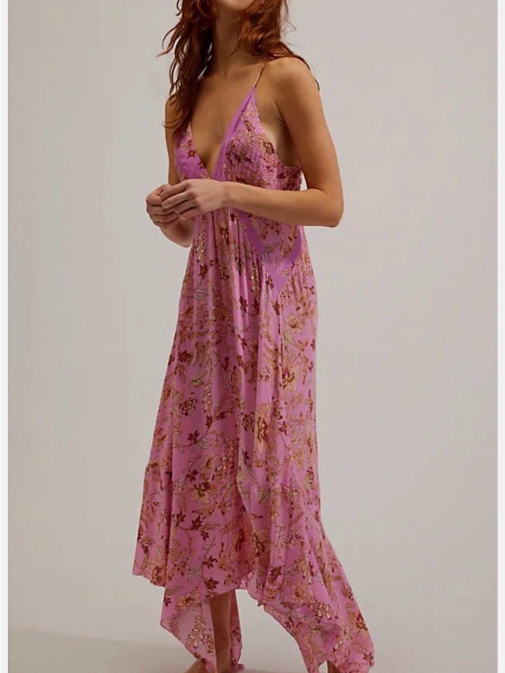 Free People There She Goes Pink Floral Slip Maxi Dress - Picture 2 of 6